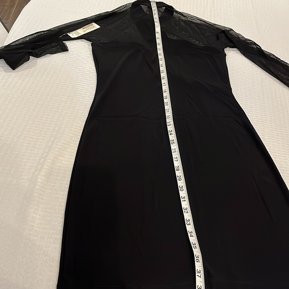 Carabella Show Stopper Black Dress with Semetric Rhinestones. Sheer Sleeves Med - Picture 15 of 16